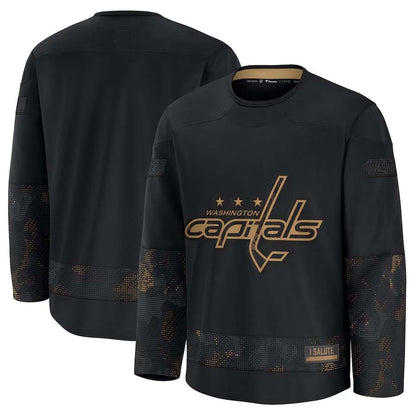 W.Capitals Fanatics 2024 Military Appreciation Practice Jersey - Black Stitched American Hockey Jerseys CROVYIE