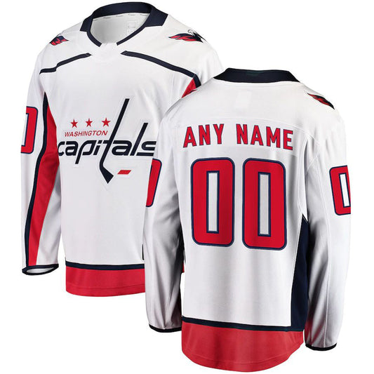 Custom W.Capitals Fanatics Branded Away Breakaway White Stitched American Hockey Jerseys CROVYIE