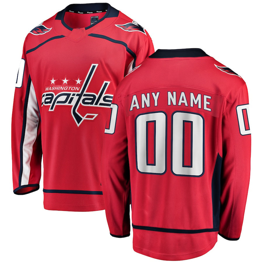 Custom W.Capitals Fanatics Branded Home Breakaway Red Stitched American Hockey Jerseys CROVYIE