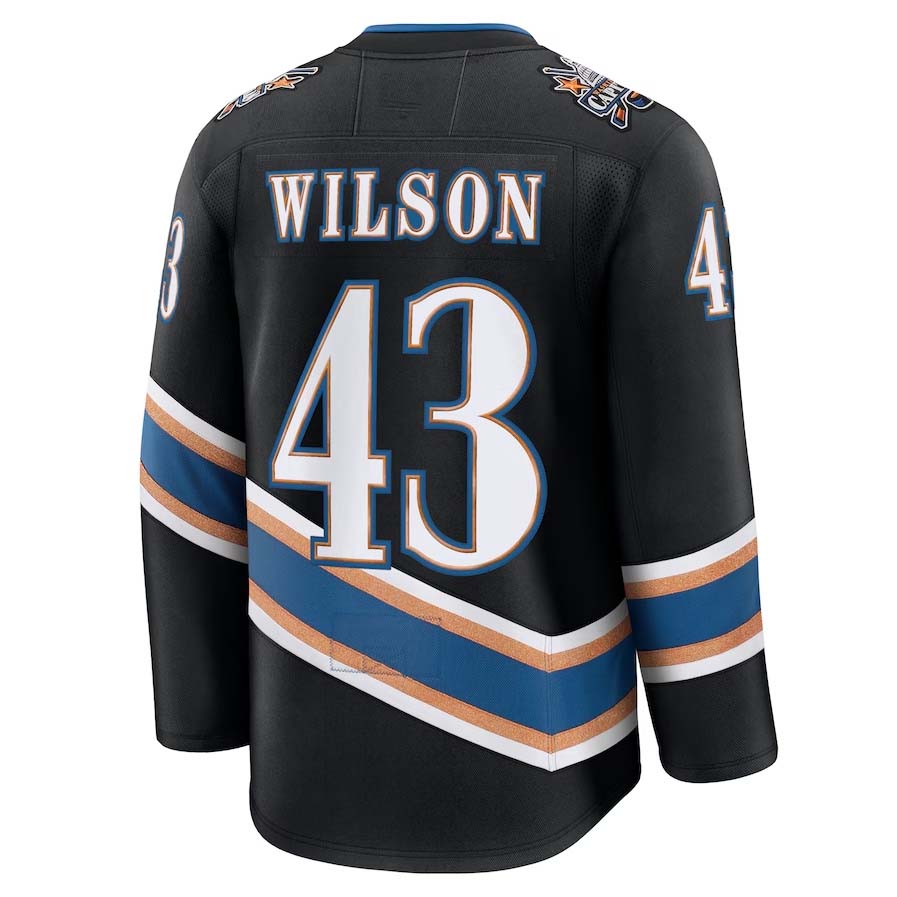W.Capitals #43 Tom Wilson Fanatics Alternate 50th Anniversary Premium Jersey - Black Stitched American Hockey Jerseys CROVYIE