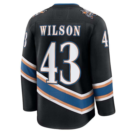 W.Capitals #43 Tom Wilson Fanatics Alternate 50th Anniversary Premium Jersey - Black Stitched American Hockey Jerseys CROVYIE