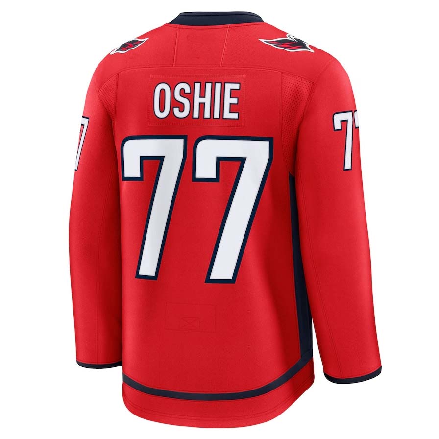 W.Capitals #77 TJ Oshie Fanatics Home Premium Jersey - Red Stitched American Hockey Jerseys CROVYIE