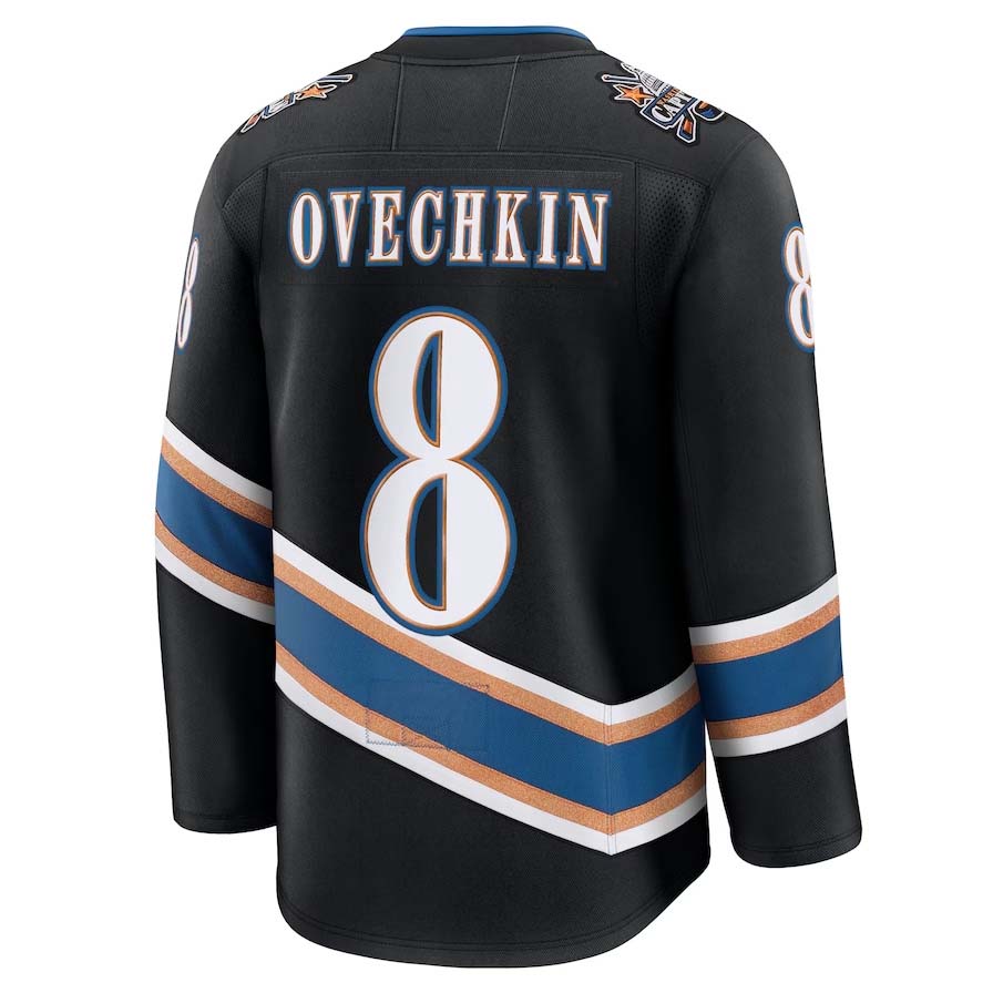 W.Capitals #8 Alexander Ovechkin Fanatics Alternate 50th Anniversary Premium Jersey - Black Stitched American Hockey Jerseys CROVYIE