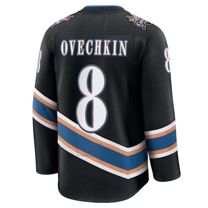 W.Capitals #8 Alexander Ovechkin Fanatics Alternate 50th Anniversary Premium Jersey - Black Stitched American Hockey Jerseys CROVYIE