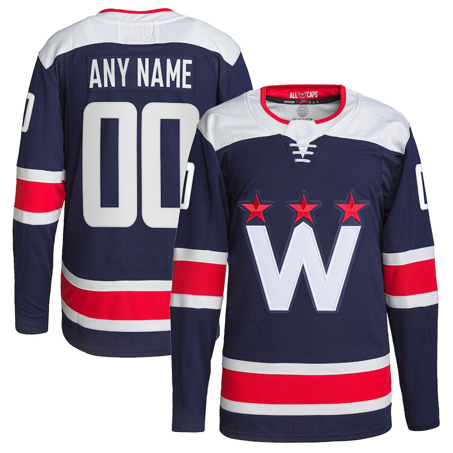 Custom W.Capitals Alternate Authentic Pro Jersey Navy Stitched American Hockey Jerseys CROVYIE