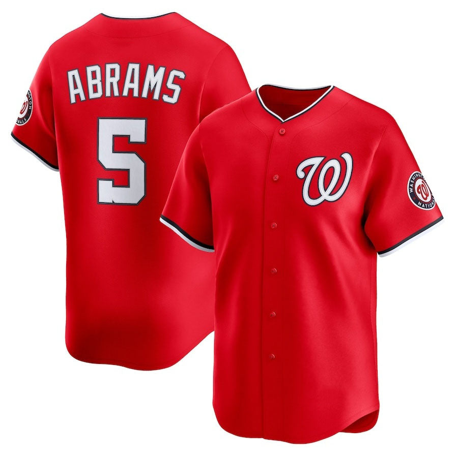 Washington Nationals #5 CJ Abrams 2nd Alternate Limited Player Jersey - Red Stitched Baseball Jersey