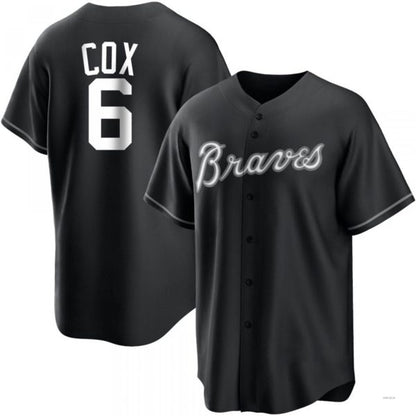 Atlanta Braves #6 Bobby Cox White Black Jersey Stitches Baseball Jerseys