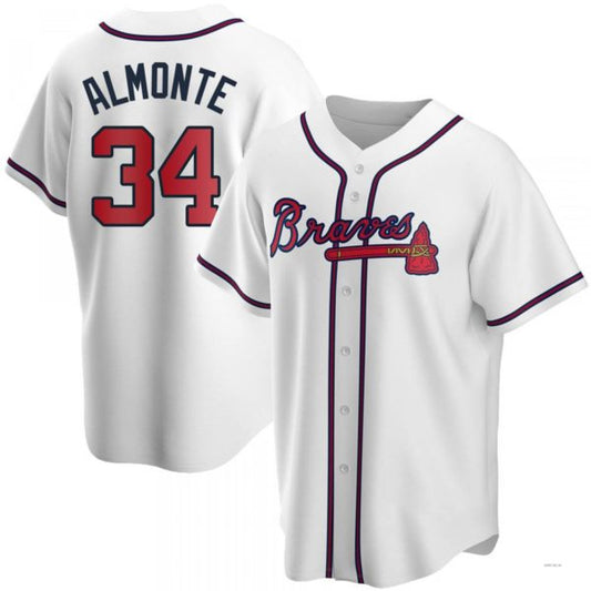 Atlanta Braves #34 AbCROVYIE2025m Almonte  White Home Jersey Stitches Baseball Jerseys
