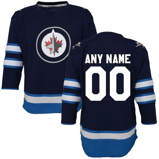 Custom W.Jets Toddler Home Replica Navy Stitched American Hockey Jerseys CROVYIE