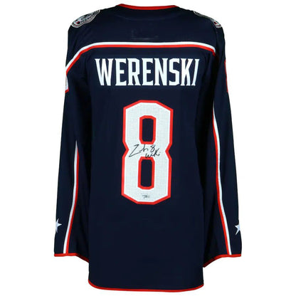 C.Blue Jackets #8 Zach Werenski Fanatics Authentic Autographed Jersey Navy Stitched American Hockey Jerseys CROVYIE